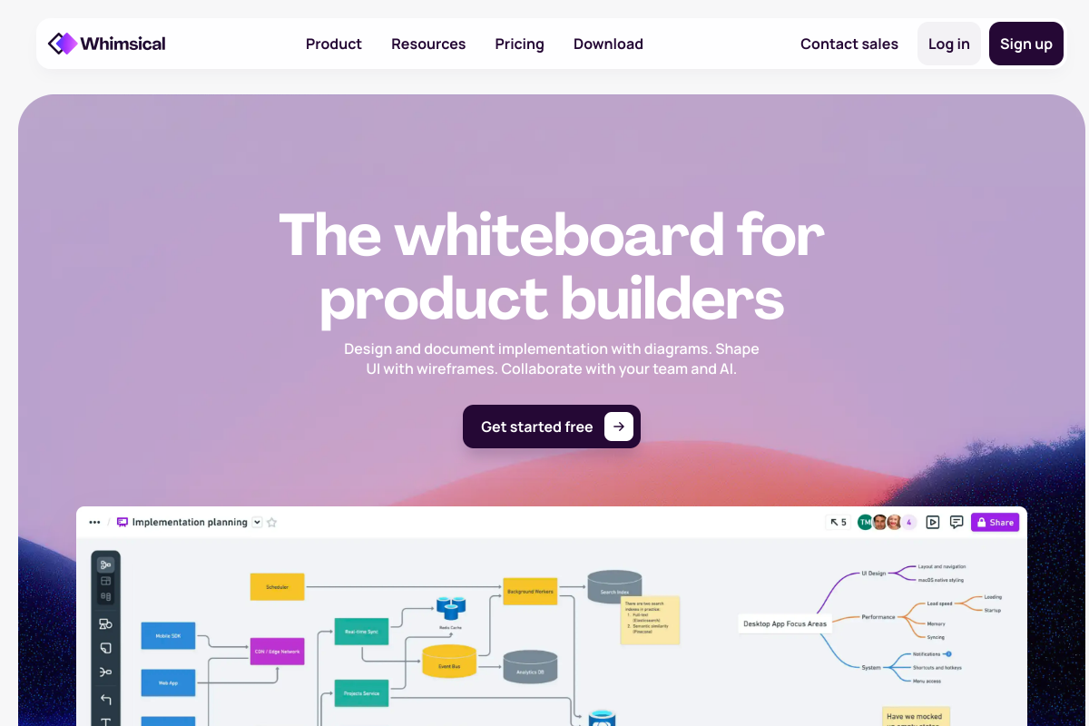 Screenshot of the Whimsical Mind Maps website