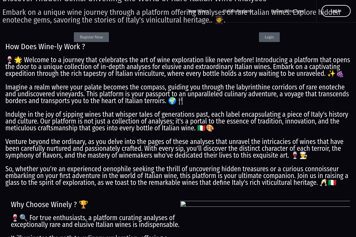 Screenshot of the Wine-ly website