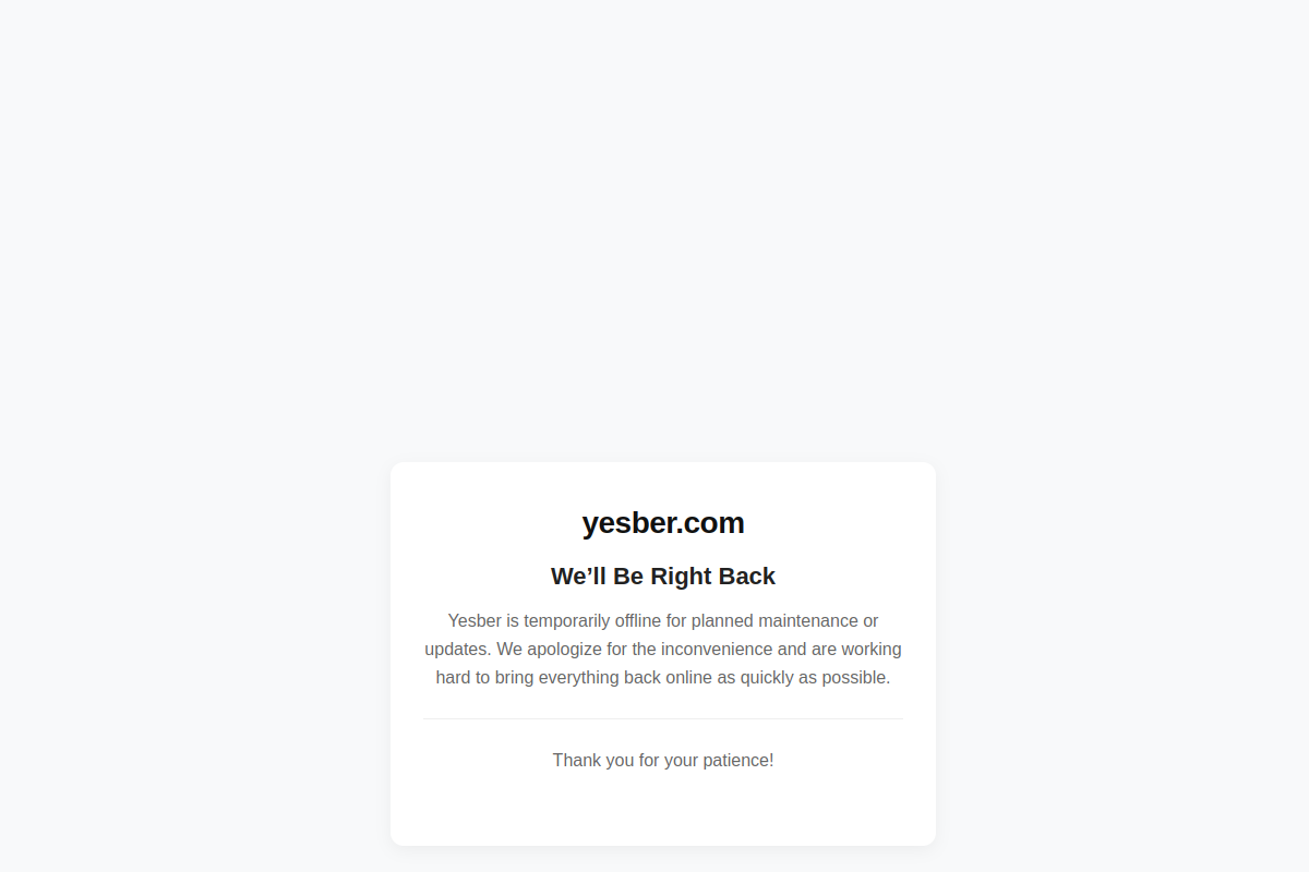 Screenshot of the Yesber website