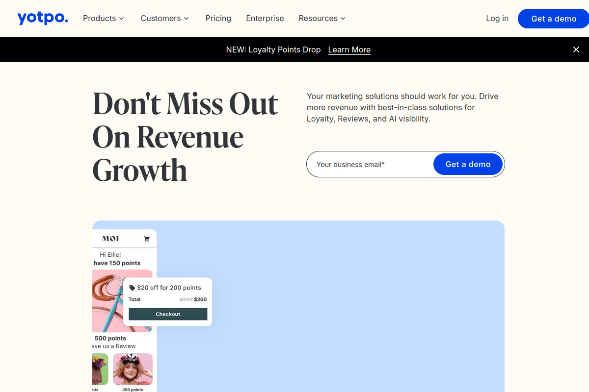 Screenshot of the Yotpo website
