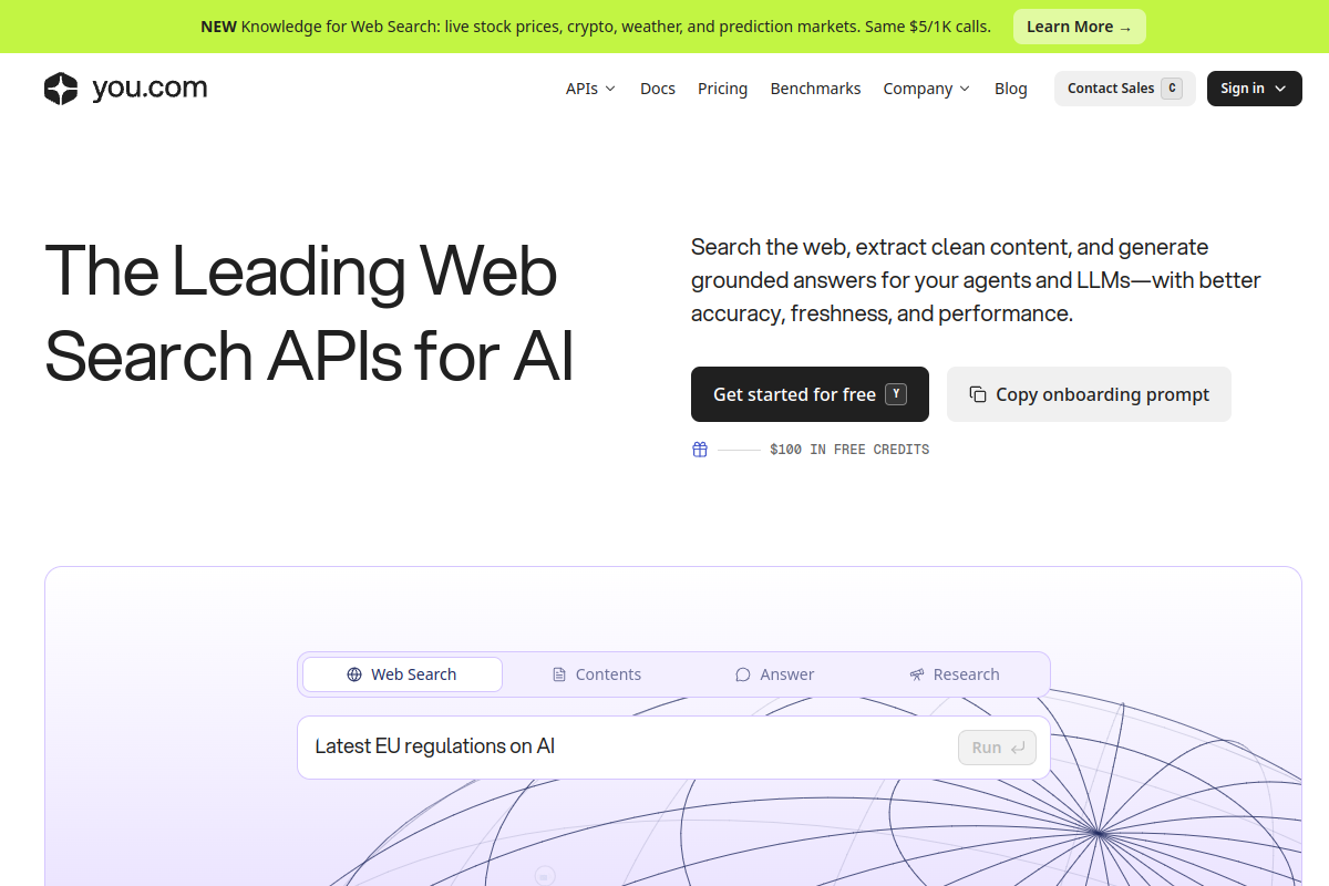 Screenshot of the You website