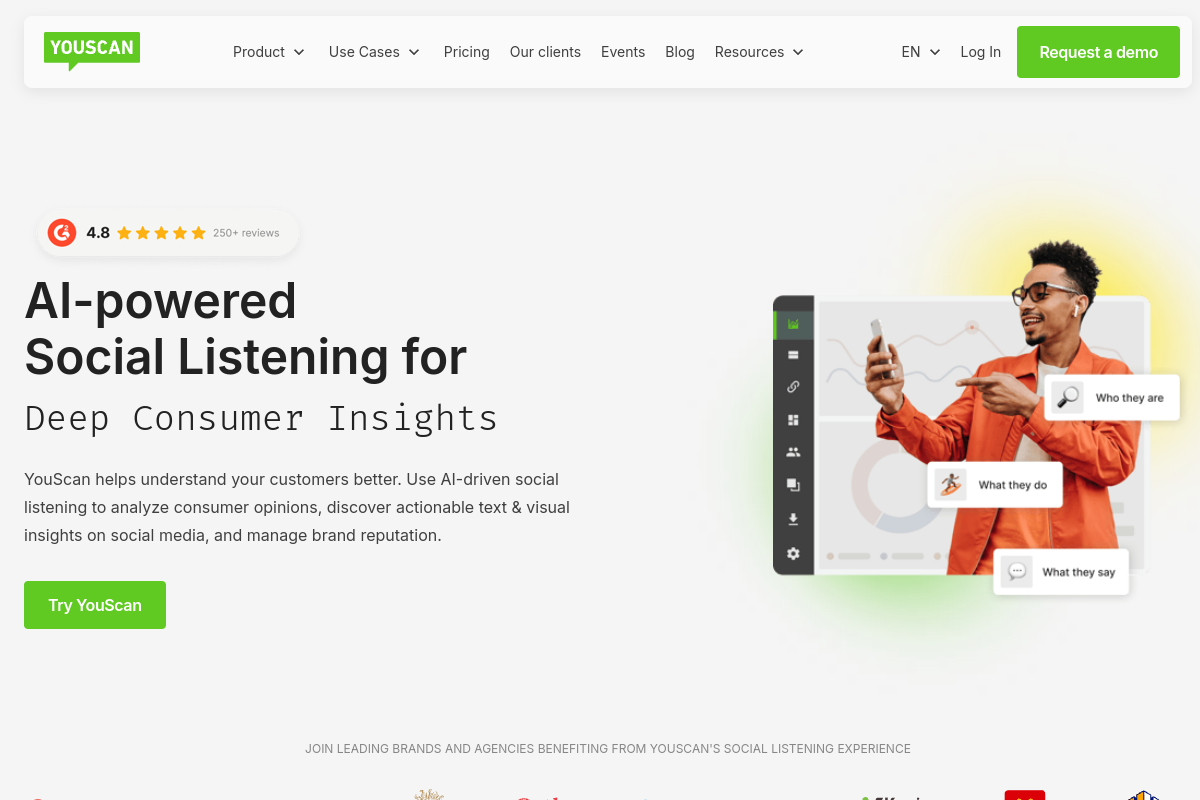 Screenshot of the Youscan website