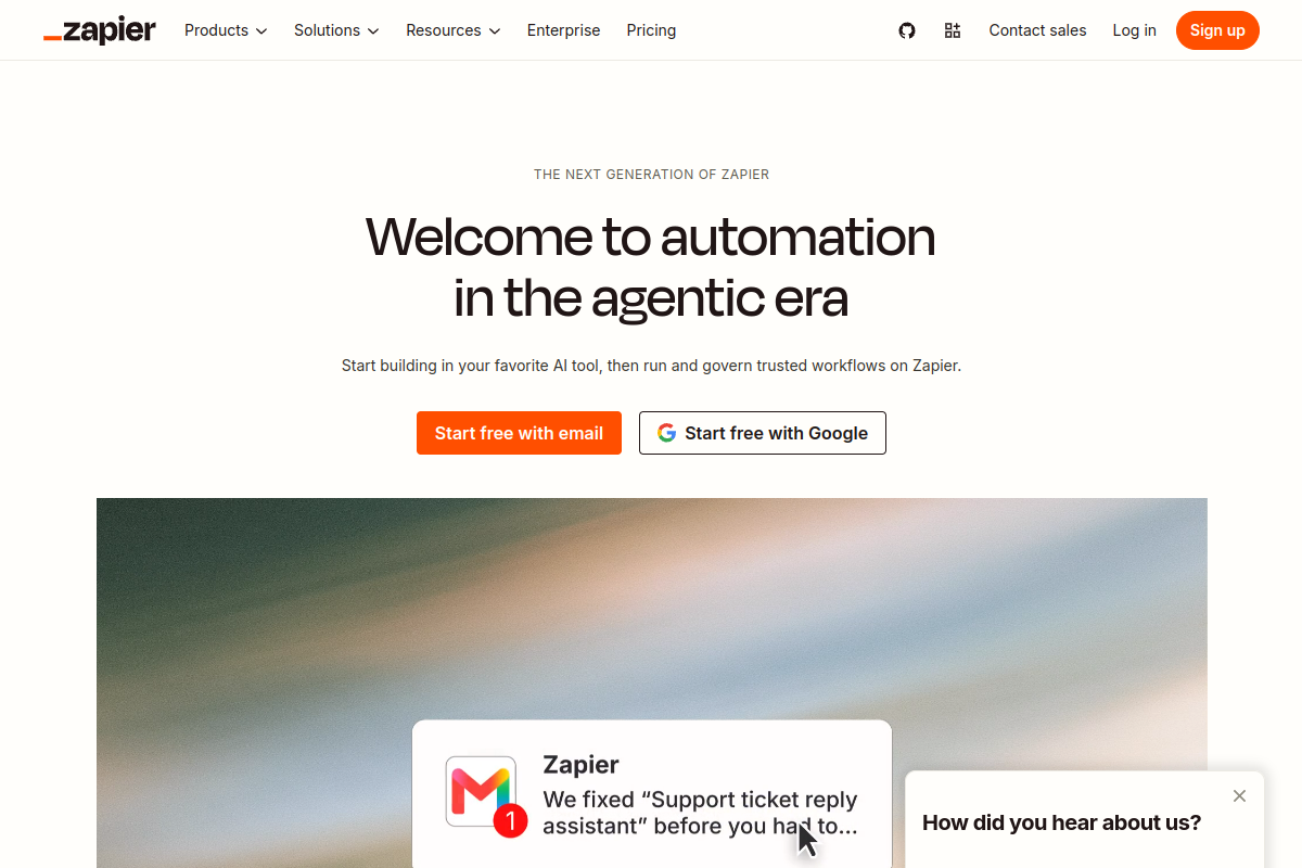 Screenshot of the Zapier website