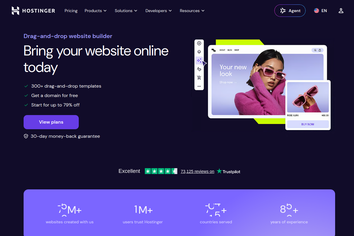 Screenshot of the Zyro website